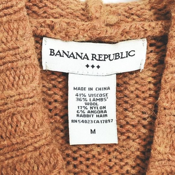 Nwot Banana Republic Rust Tweed Lamb/Angora Blend Hooded Sweater - Picture 6 of 14